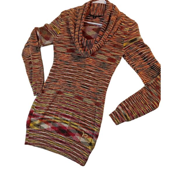 Rocawear Off The Shoulder Knit Top Medium Multicolor Striped Stretch Shawl Neck - Picture 2 of 16